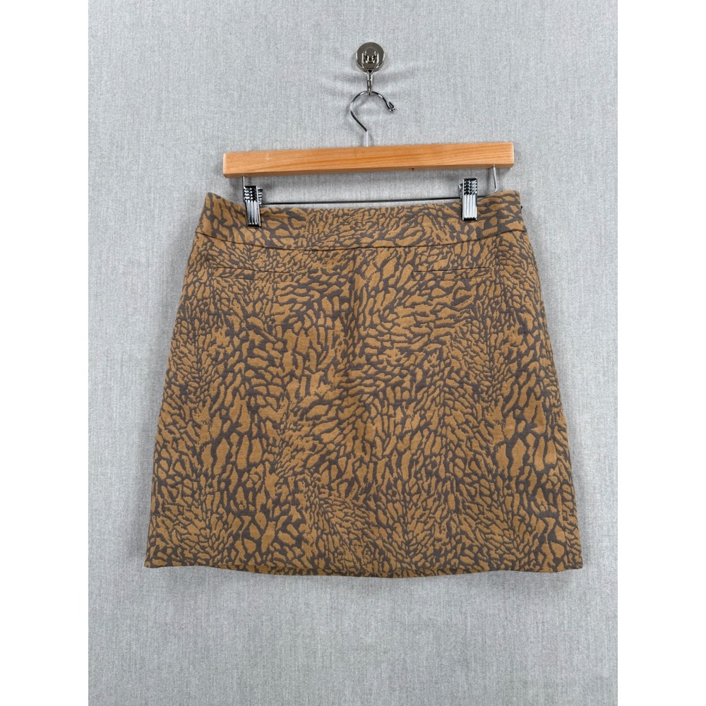 Ann Taylor LOFT Brown Tan Jacquard Abstract Animal Print Mini Skirt Size 4 - Picture 1 of 8